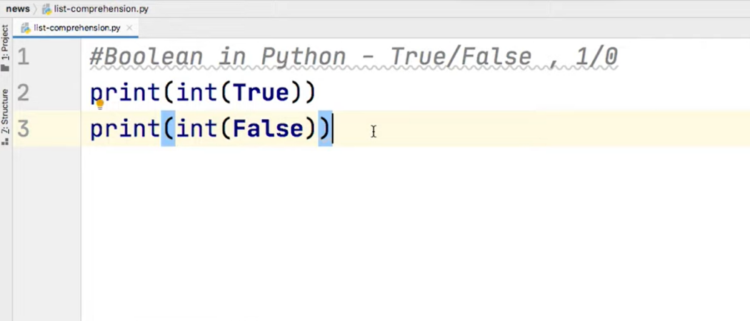 boolean in python coding - true and false