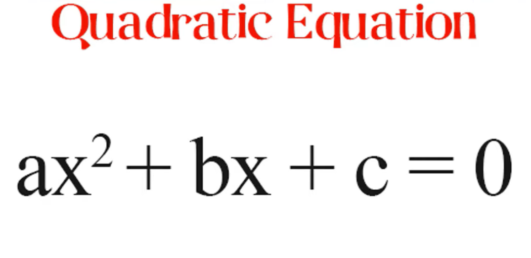 quadratic equation formula ax^2 + bx + c = 0 on plain white background