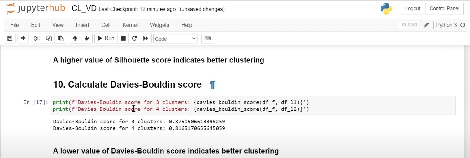 calculating Davies-Bouldin score in Python