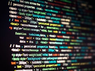 Close up of coding program on screen