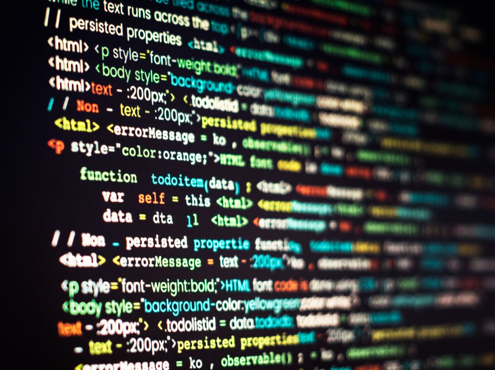 Close up of coding program on screen