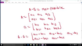 Subtraction of matrices using python programming