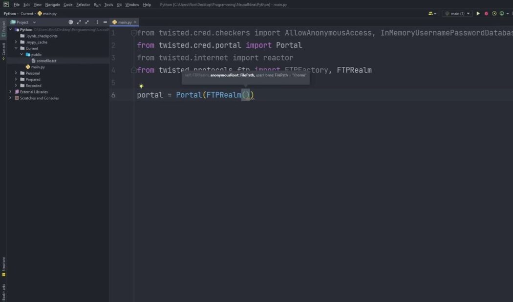 Process of simple ftp server in python