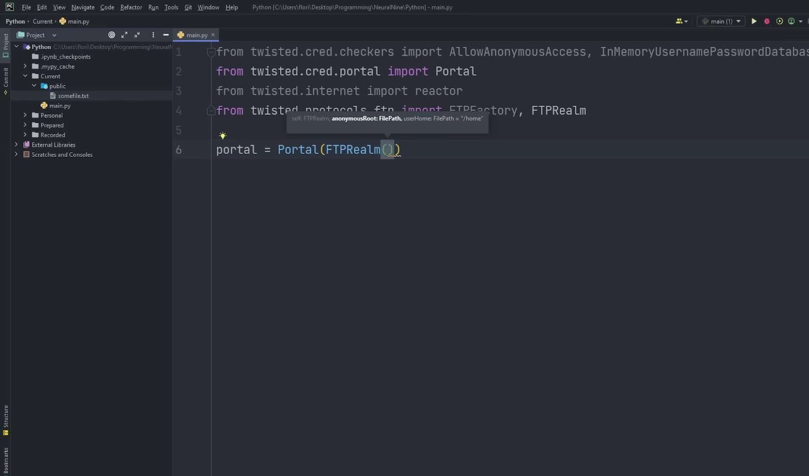 Process of simple ftp server in python