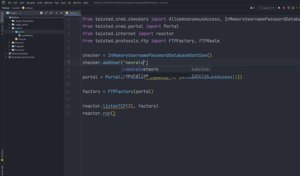 Process of simple ftp server in python